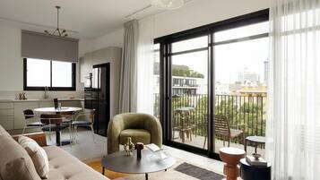 Room code: Two bedroom apartment - 28 Allenby | Living area