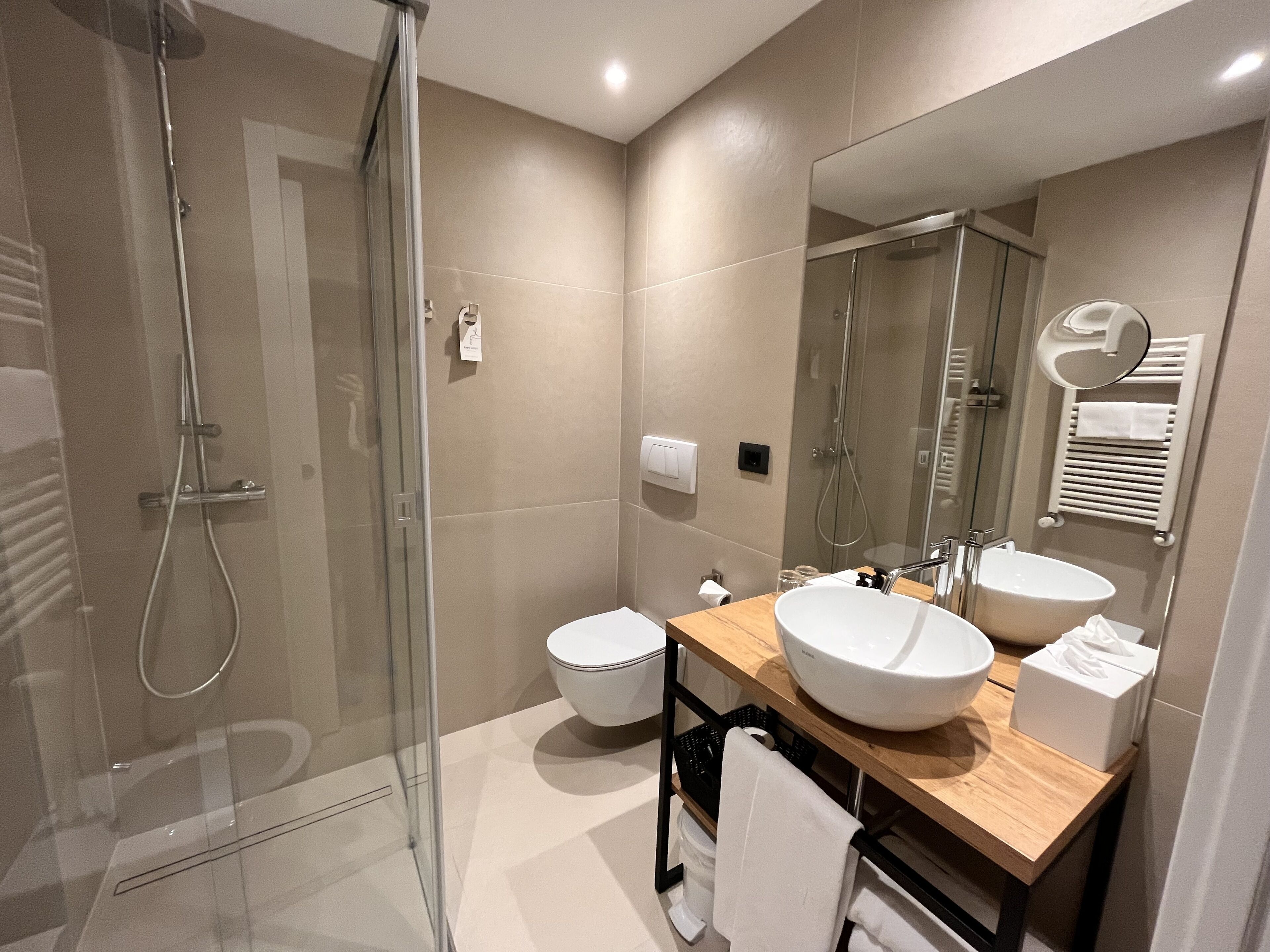 superior double room, balcony, city view | bathroom | eco-friendly toiletries, hair dryer, towels, soap