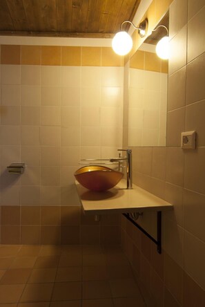 Shower, free toiletries, hair dryer, bathrobes