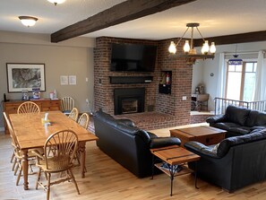 Smart TV, fireplace, video-game console, Netflix