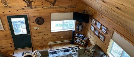 TV, DVD player, video library