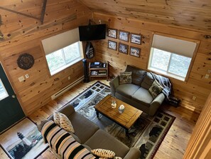 TV, DVD player, video library