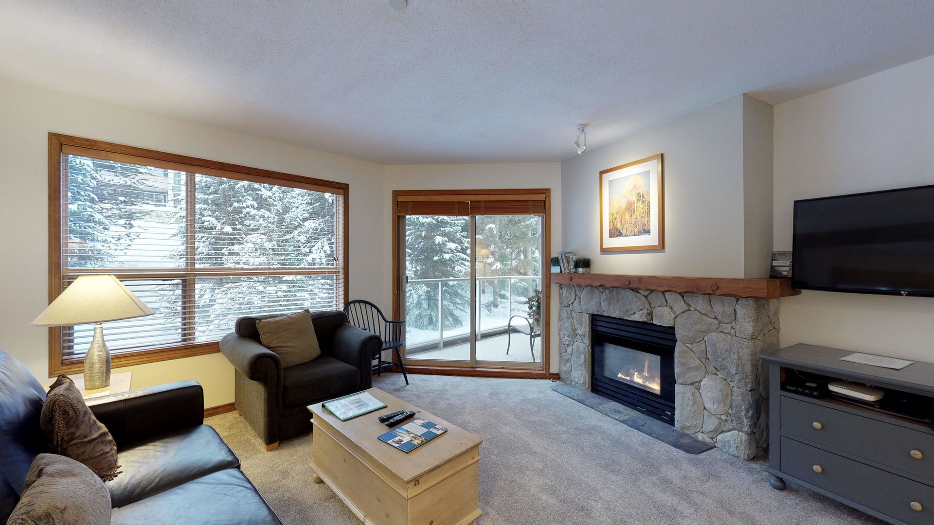 TV, caminetto, lettore DVD