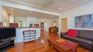 Smart TV, fireplace, Netflix, books