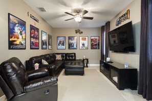TV, video game console, DVD player, table football