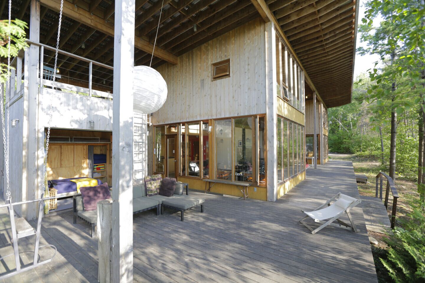 Lakeside Loft Guest House in foreground. We live in South Cabin in background