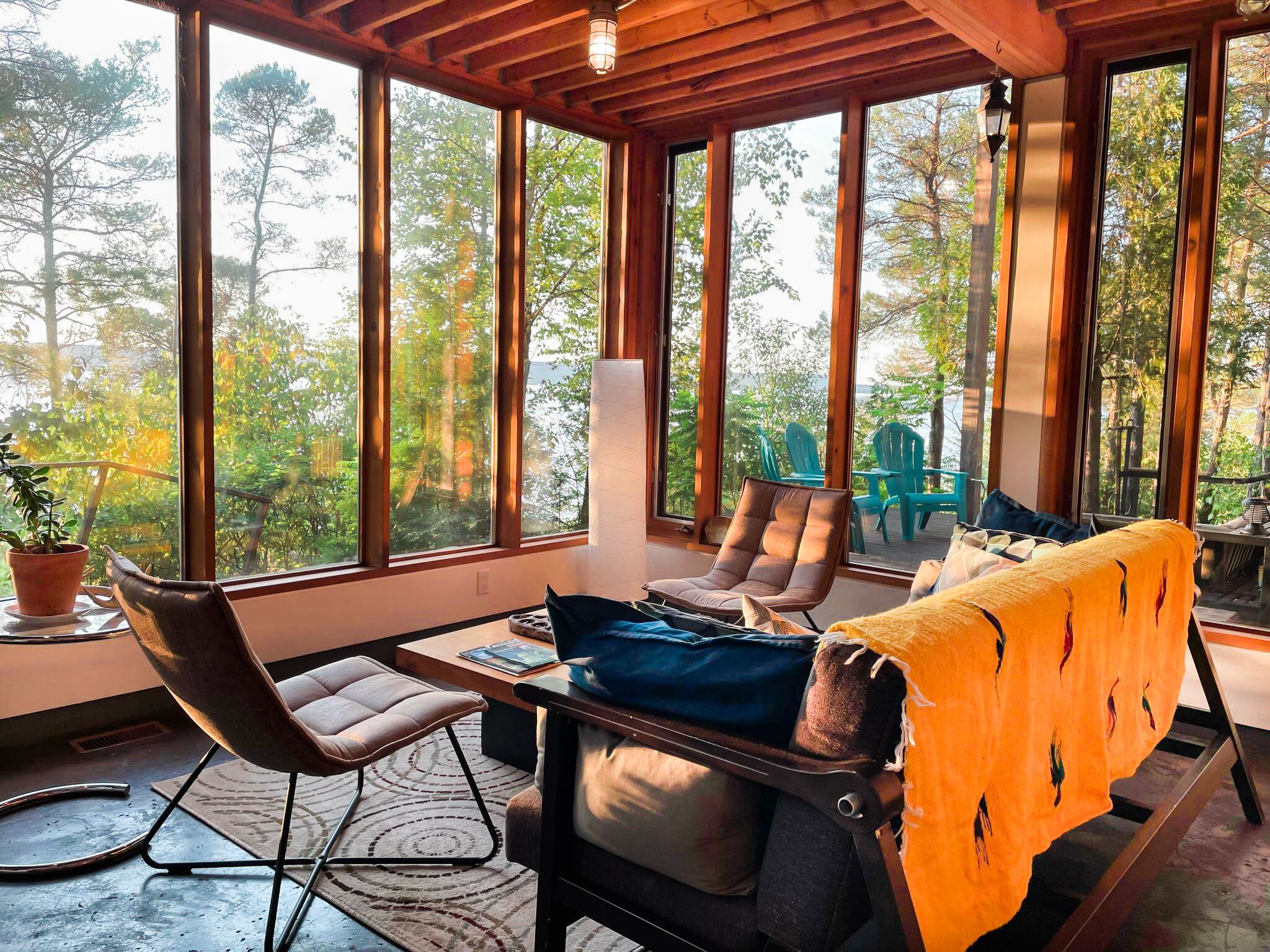 Cozy up on the couch in the warm afternoon sun and enjoy the view.
