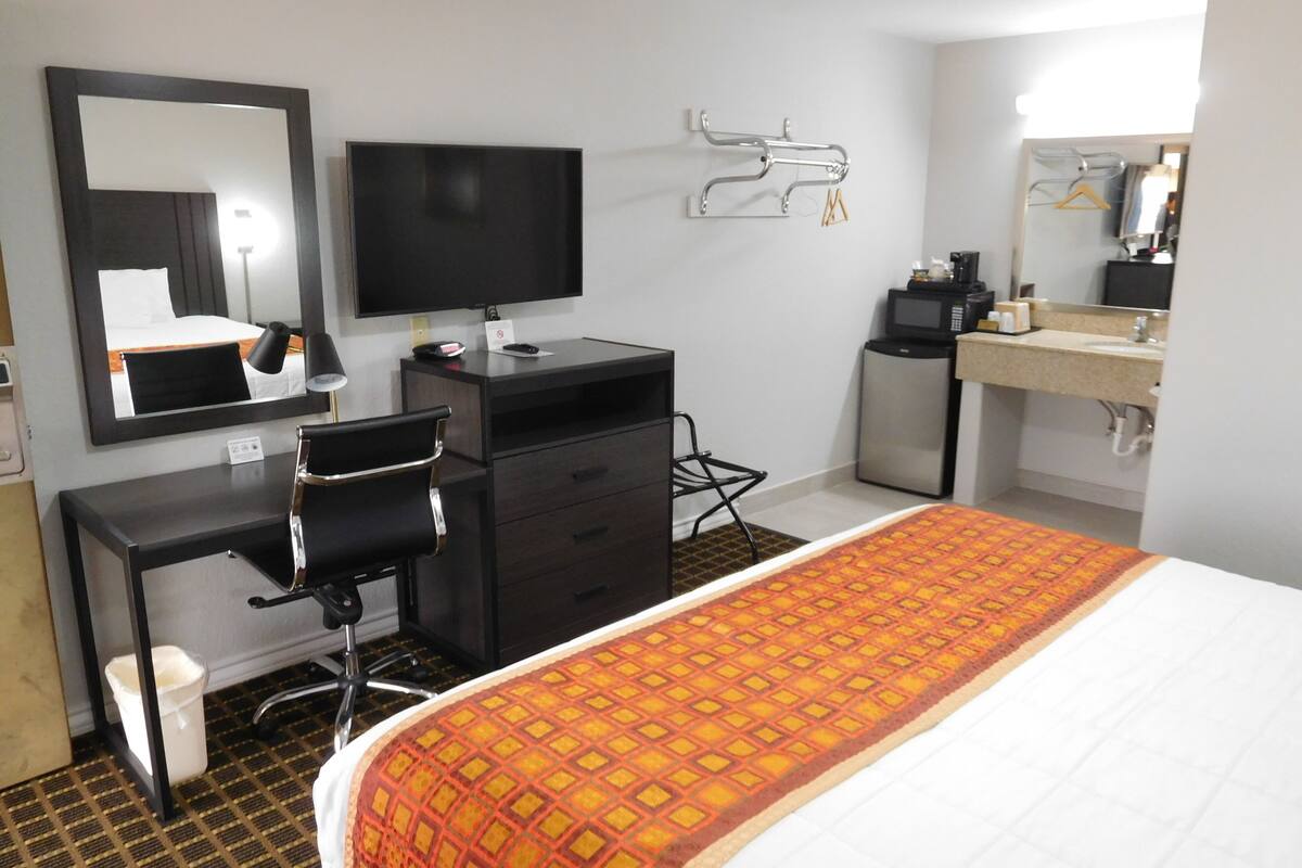 standard room, 1 king bed, non smoking | 1 bedroom, desk, iron/ironing board, free wifi