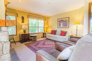 Téléviseur, foyer, lecteur de DVD, livres