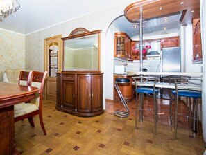 Apartment, 3 Bedrooms | Private kitchen | Fridge, microwave, stovetop, coffee/tea maker - ApartLux Savelovskaya Suite (Moscow)