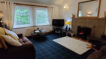 Smart TV, fireplace, DVD player