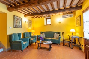 TV, fireplace - Beautiful farmhouse in the Tuscan countryside with private pool. (Arezzo)