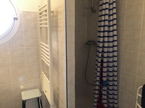 Shower, hair dryer, soap