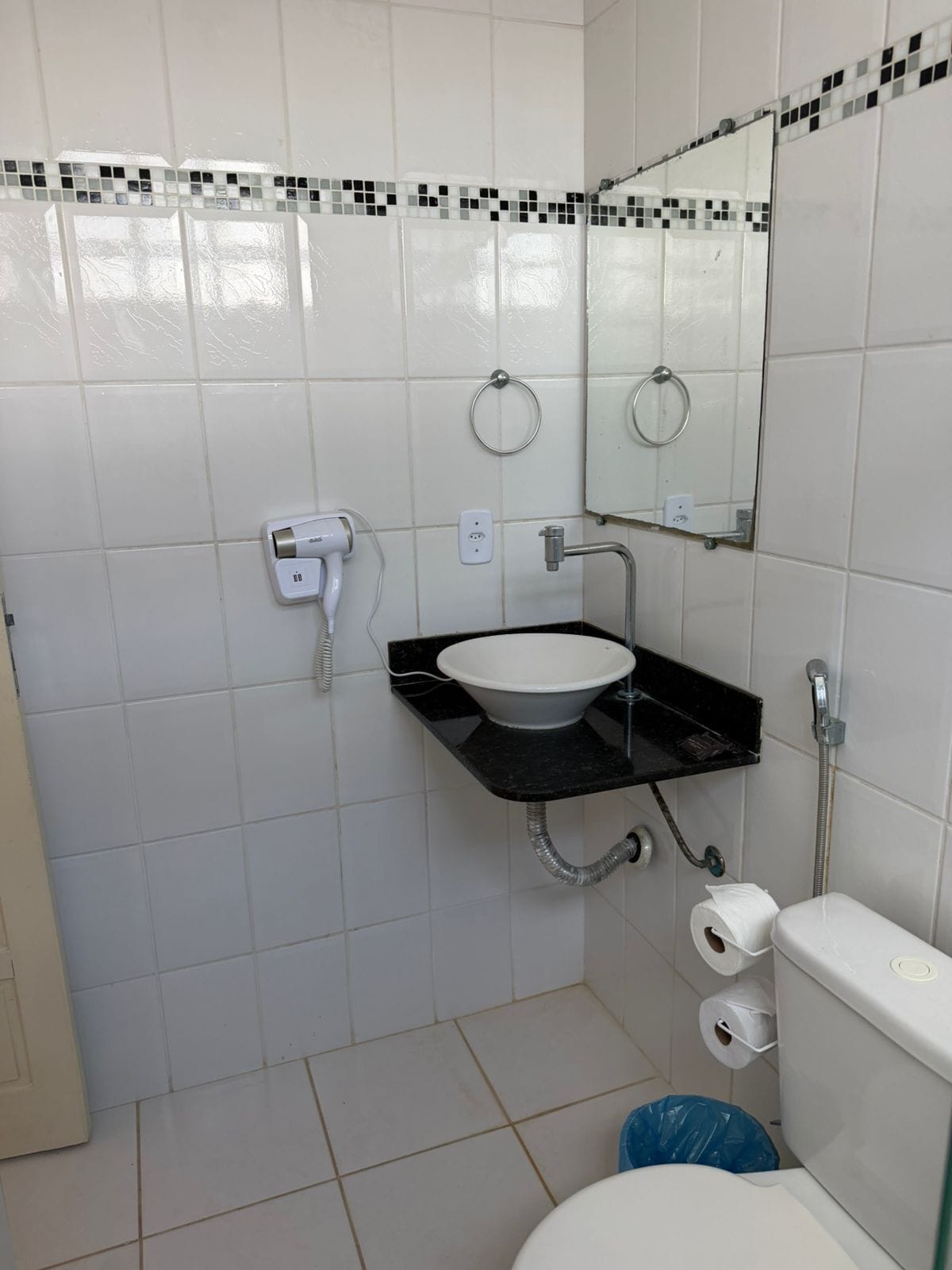 A bathroom with a white sink, a mirror, a toilet, and a shower.
