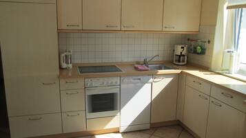 Kühlschrank, Mikrowelle, Herdplatte, Geschirrspüler
