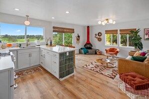 Smart TV, fireplace, table football, stereo