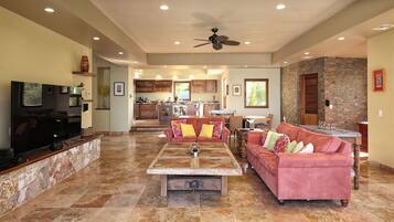 Smart TV, DVD player, books, stereo