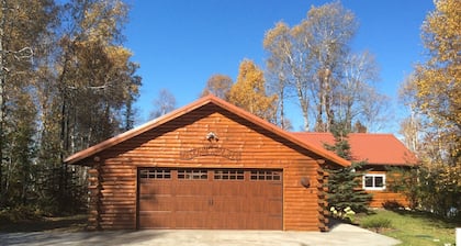 Rustic log cabin with large loft 3 total bedrooms rustic log railings 