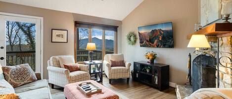 Fernseher, Kamin, DVD-Player