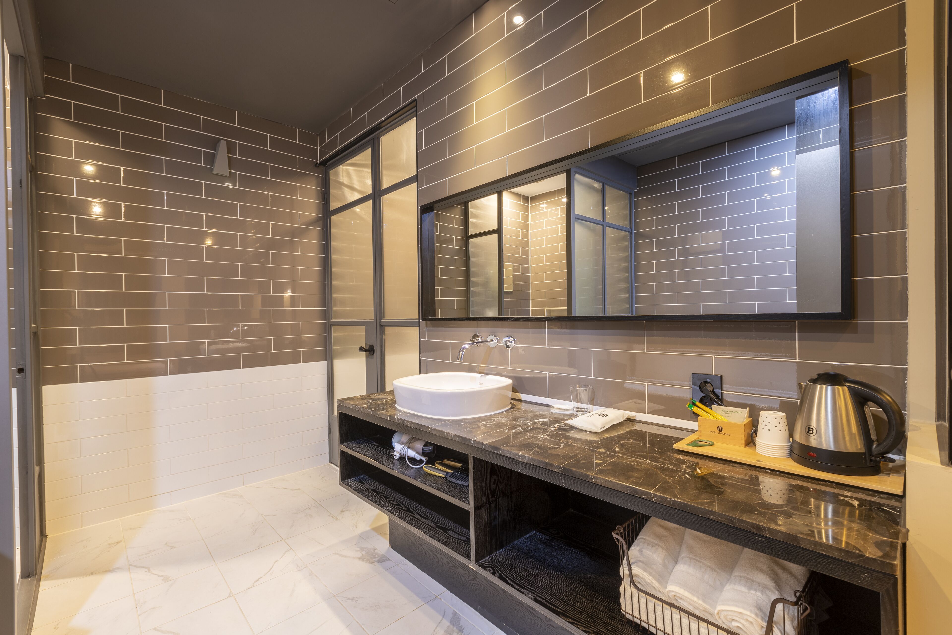 premium twin room | bathroom | shower, rainfall showerhead, designer toiletries, hair dryer