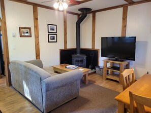 TV, DVD player, stereo