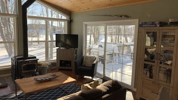 Älytelevisio, takka, videopelejä, DVD-soitin