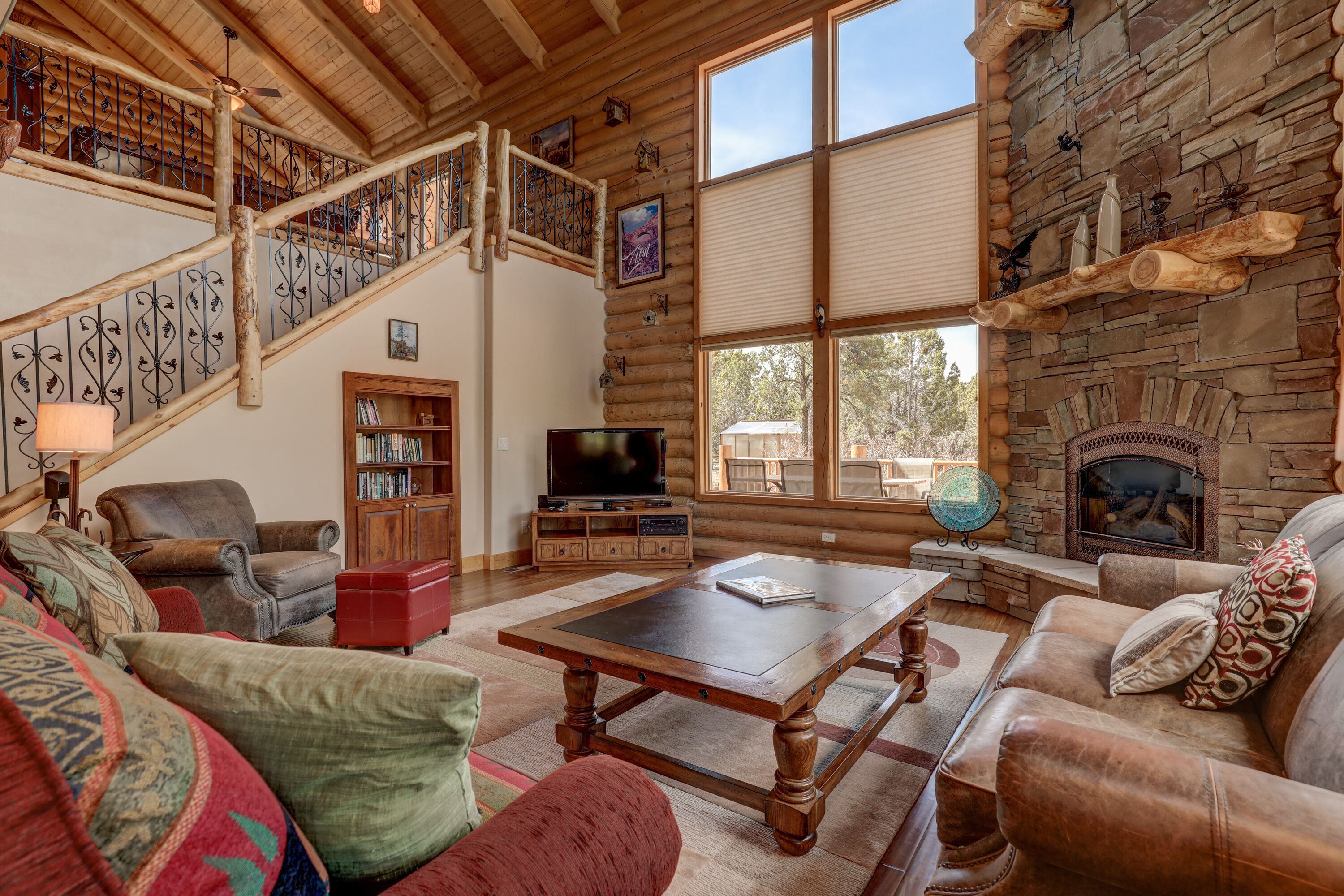 智能電視、壁爐、DVD 播放機、書籍