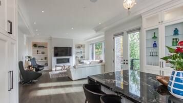 Smart TV, fireplace, Netflix, streaming services