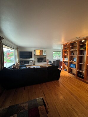 Smart TV, fireplace, video-game console, DVD player