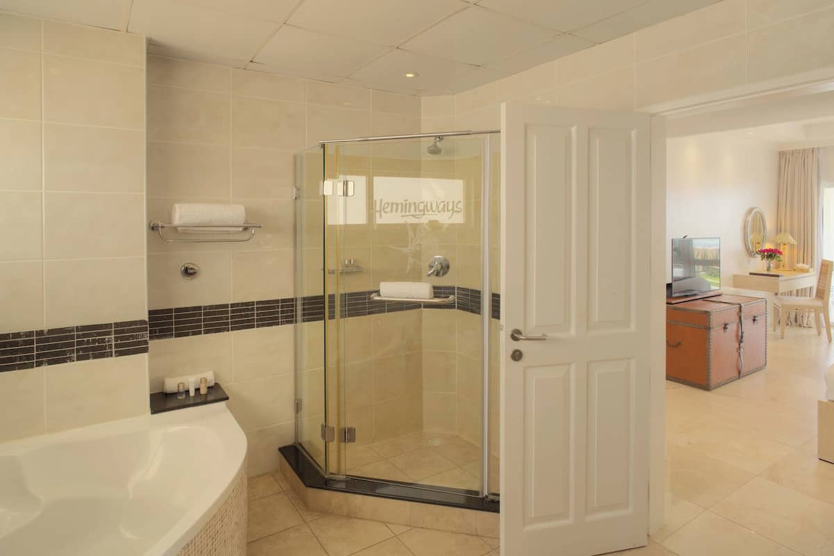 shower, free toiletries, hair dryer, bathrobes