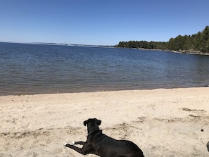 Beach in front of cabin