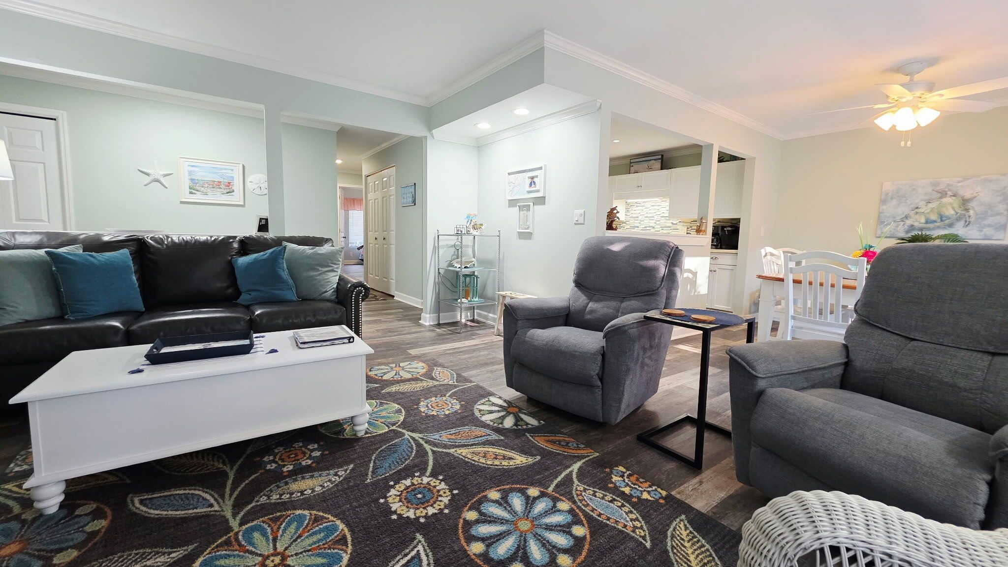 Smart TV, fireplace, DVD player, books