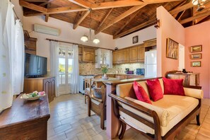 TV, caminetto, libri