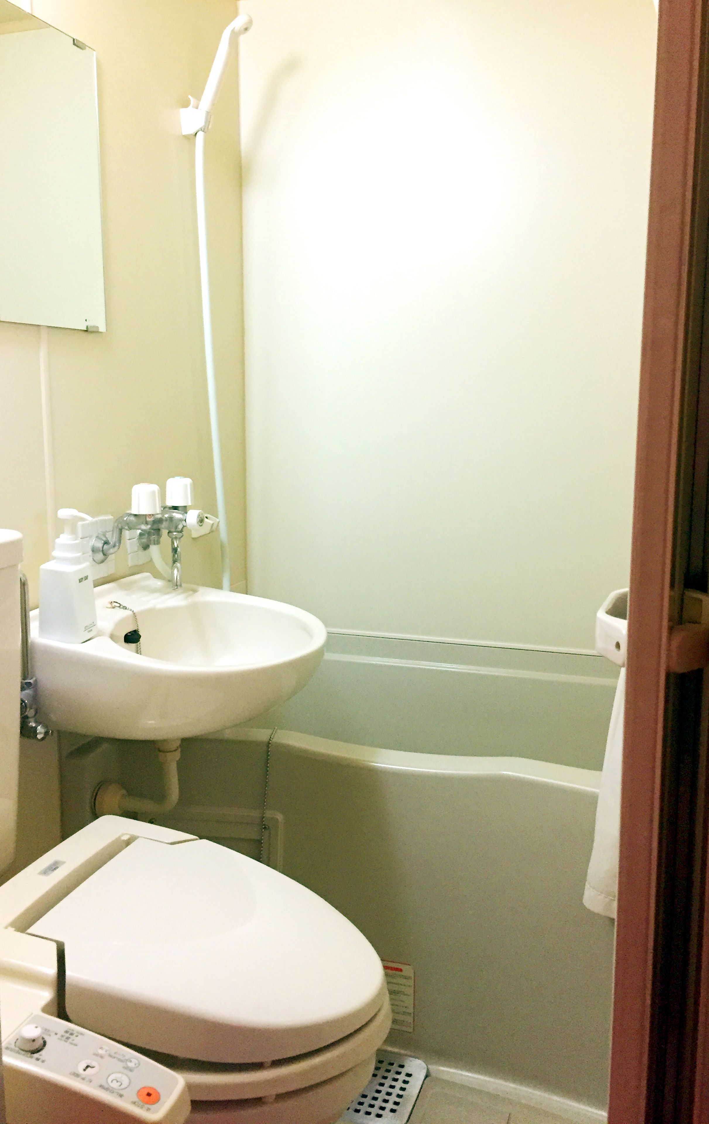 combined shower/bathtub, deep-soaking bathtub, free toiletries