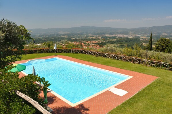 Außenpool, Sonnenschirme, Liegestühle