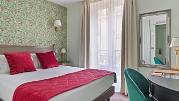 Premium bedding, desk, soundproofing, iron/ironing board