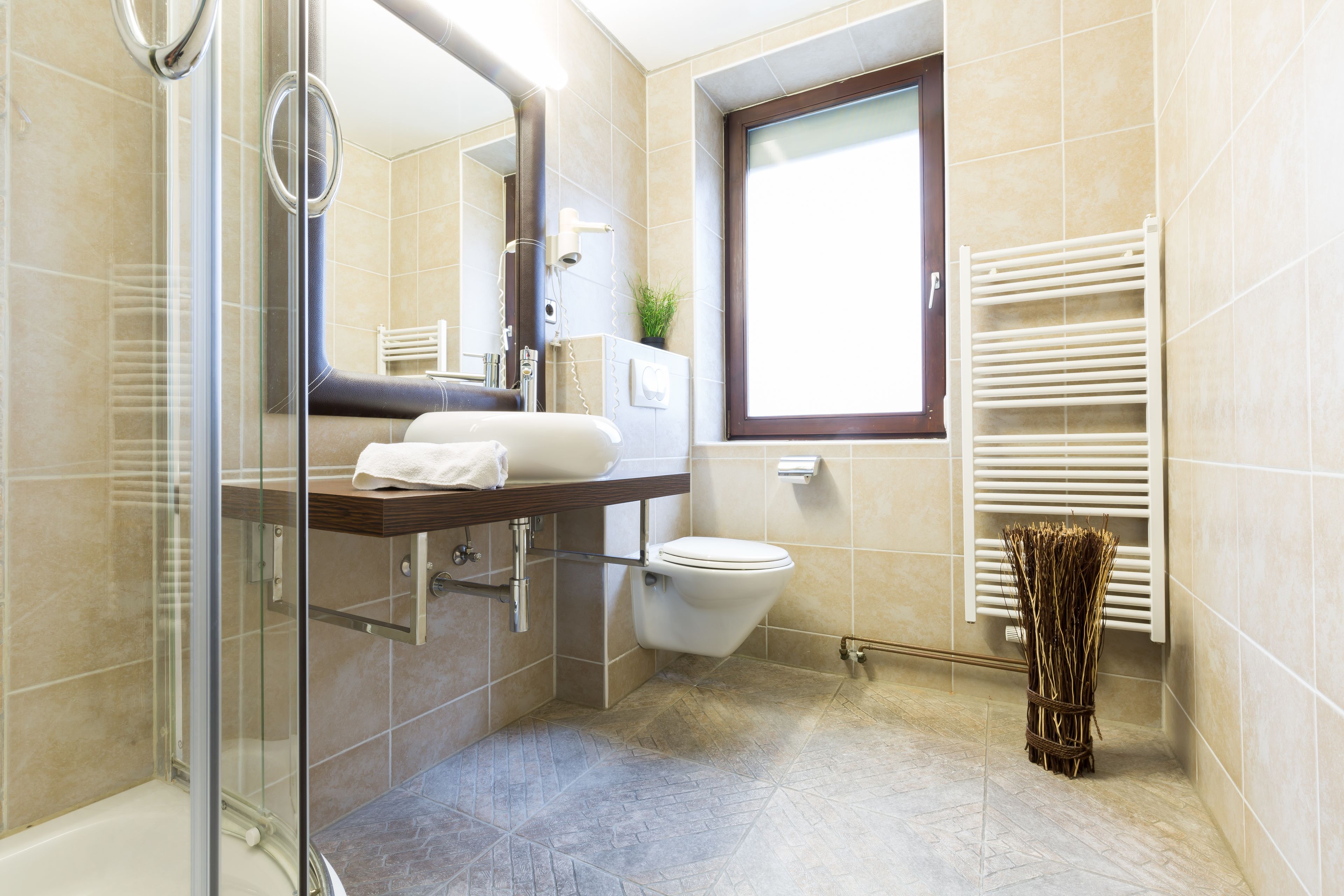 superior triple room | bathroom | shower, free toiletries, hair dryer, towels