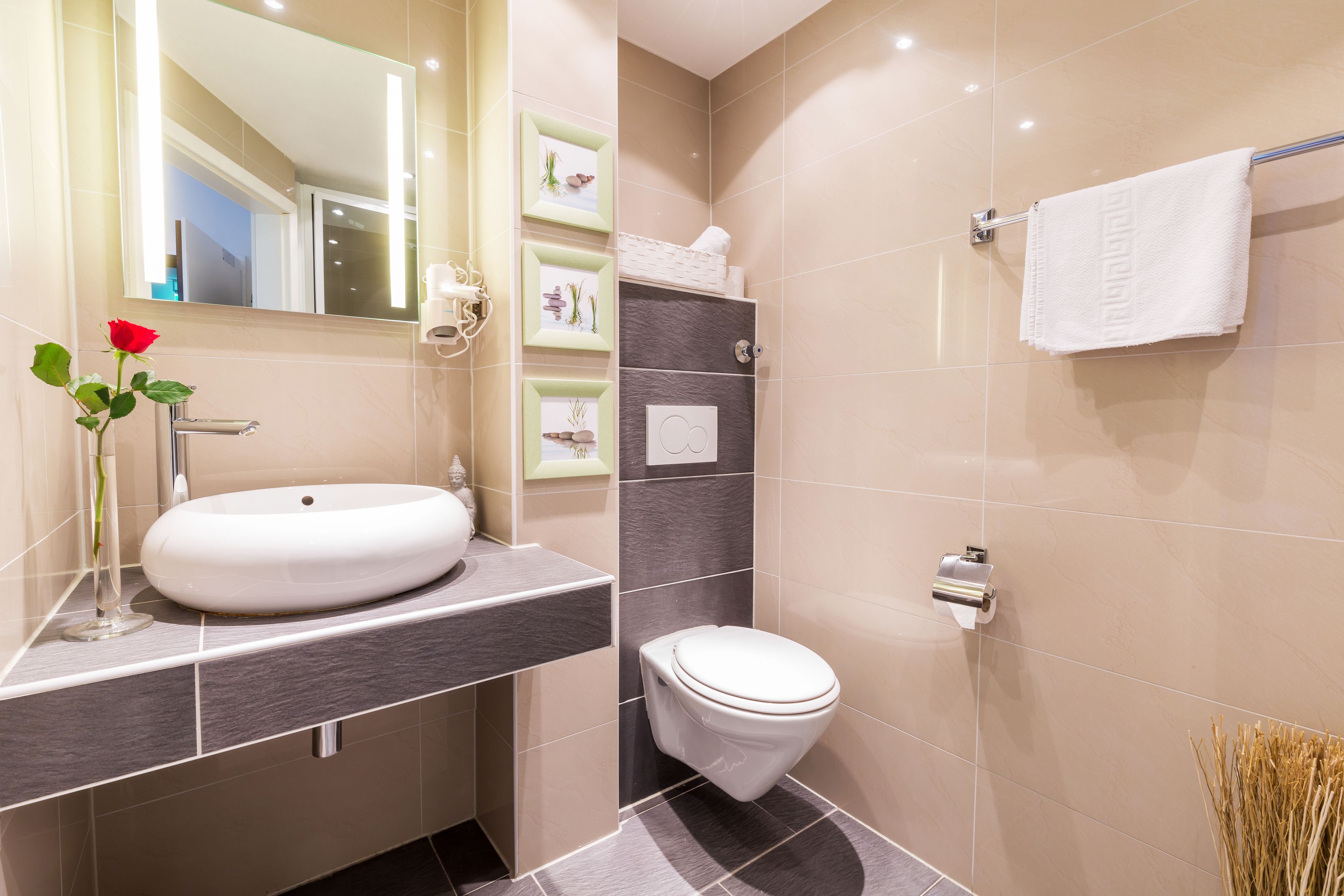 superior single room | bathroom | shower, free toiletries, hair dryer, towels