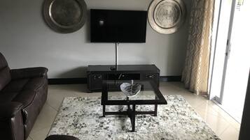 Televisi LCD 55-inci dengan saluran TV satelit, TV, dan pemutar DVD