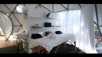 Couples treatment rooms, deep-tissue massages, Swedish massages, facials