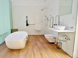 Free toiletries, hair dryer, towels, soap