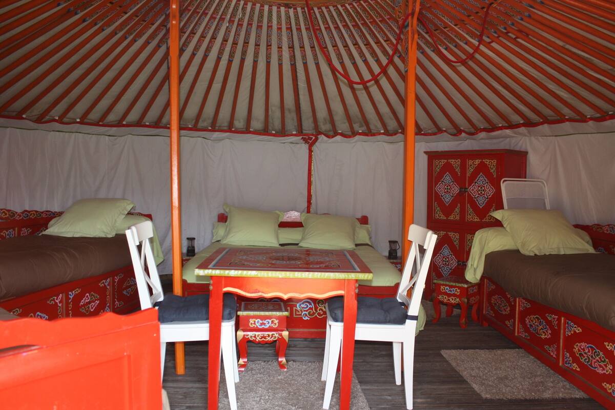 Tent, Shared Bathroom (Yourte 5 p) | Memory foam beds, individually decorated, individually furnished
