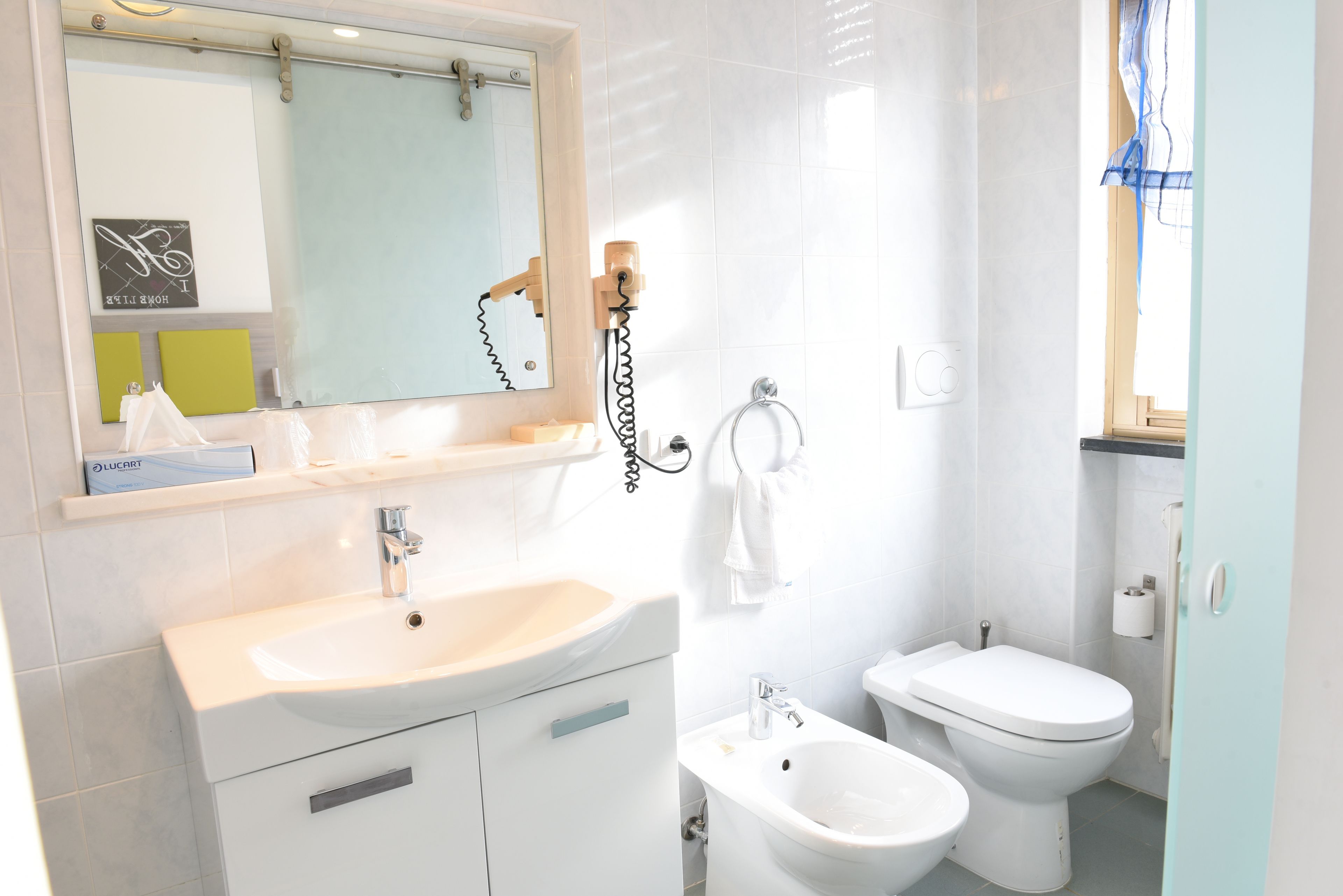 shower, free toiletries, hair dryer, bidet