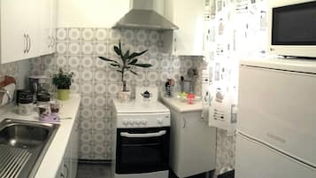 Fridge, microwave, oven, coffee/tea maker