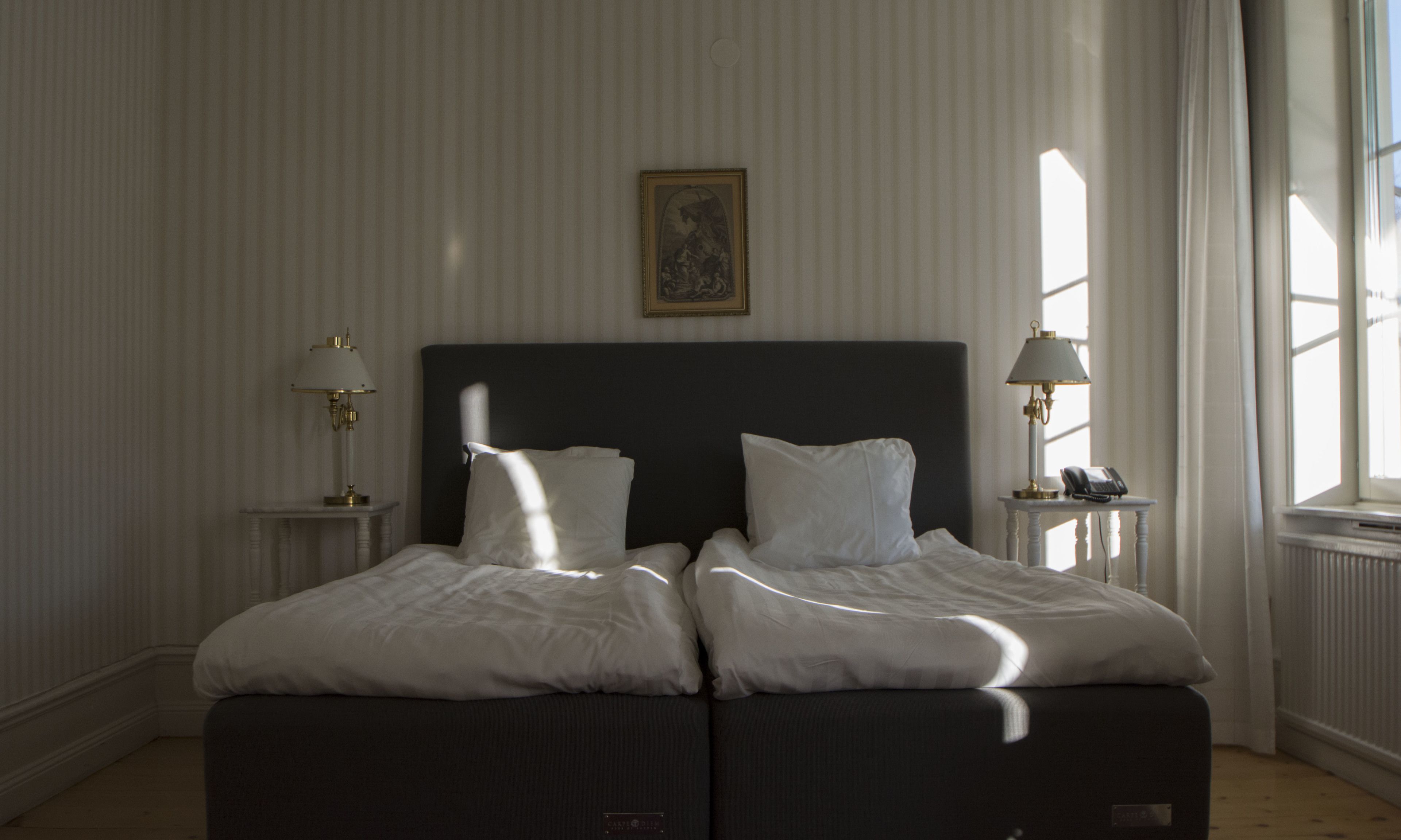 1 bedroom, blackout curtains, bed sheets