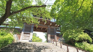 A traditional Japanese wooden structure with a staircase leading up to it. - ANA Crowne Plaza Akita by IHG (Akita)