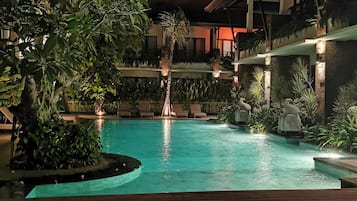 Outdoor pool, open 7:30 AM to 8:00 PM, sun loungers