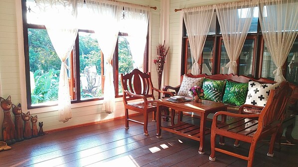 Family Room, Terrace, River View | Living room - Green Riverside Homestay (Ayutthaya)