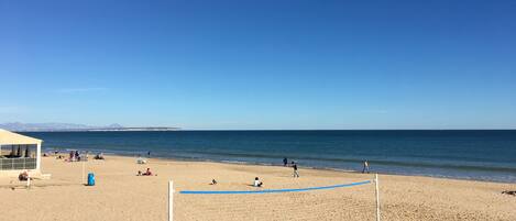 On the beach, beach towels
