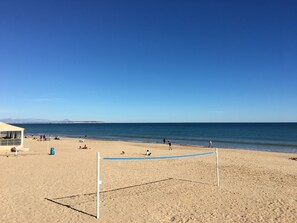 On the beach, beach towels